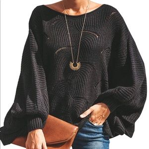 -SOLD-Black Women’s Lantern Sleeve Sweater